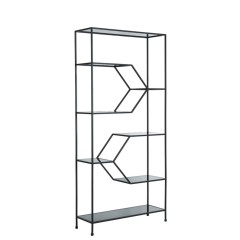 SHELF Y BLACK METAL SMOKED GLASS 215 